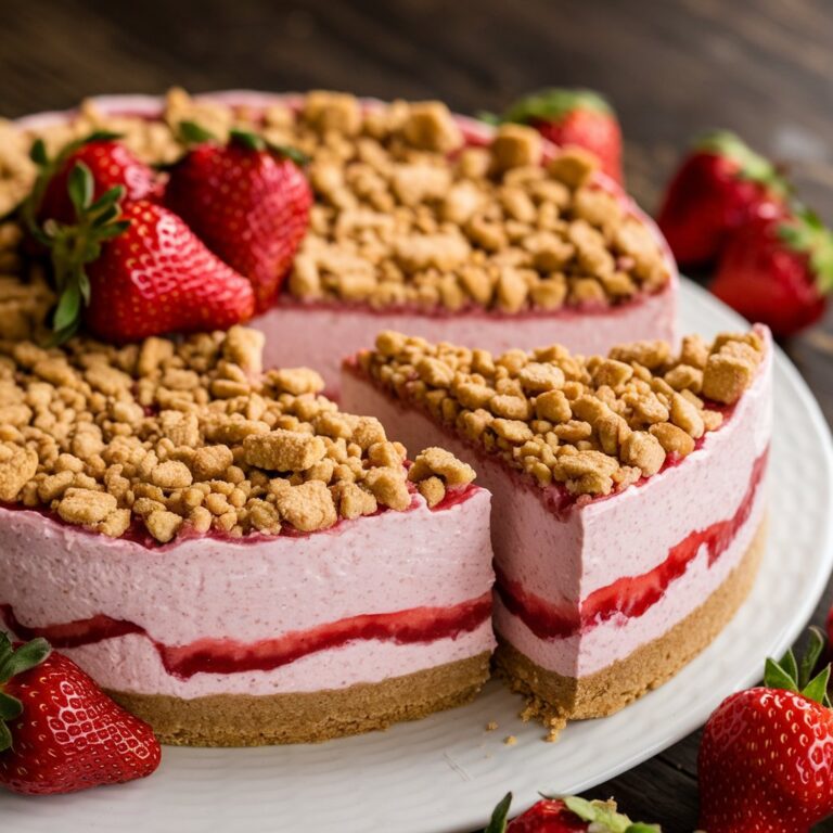 No-Bake Strawberry Crunch Cheesecake: Easy Delight